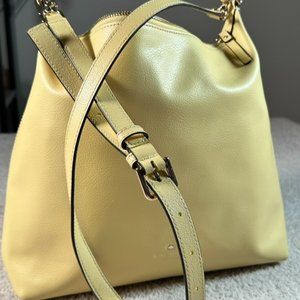 Kate Spade Pebbled Leather Mid Size Crossbody Shoulder Bag Light Yellow Coastal